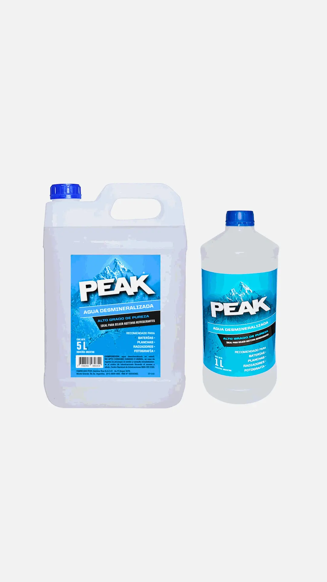 Agua desmineralizada PEAK para radiadores, baterías y sistemas de enfriamiento