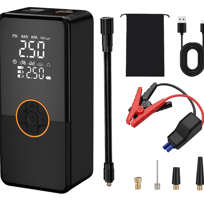 Arrancador portátil de batería para auto con compresor de aire