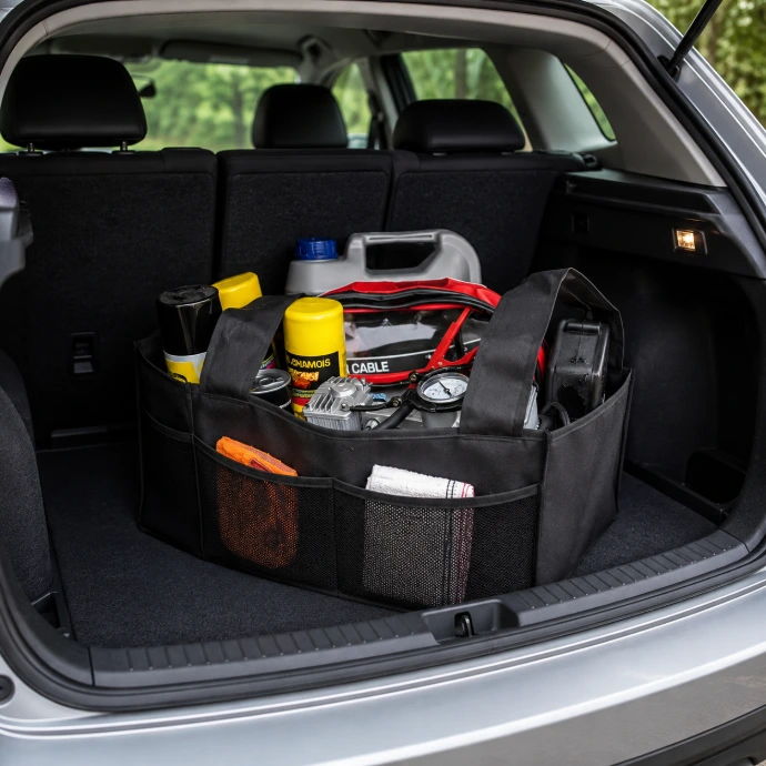 Bolso organizador de baúl para autos XXL | Todo Austral Ushuaia Bolso organizador de baúl XXL para autos y camionetas con herramientas y accesorios